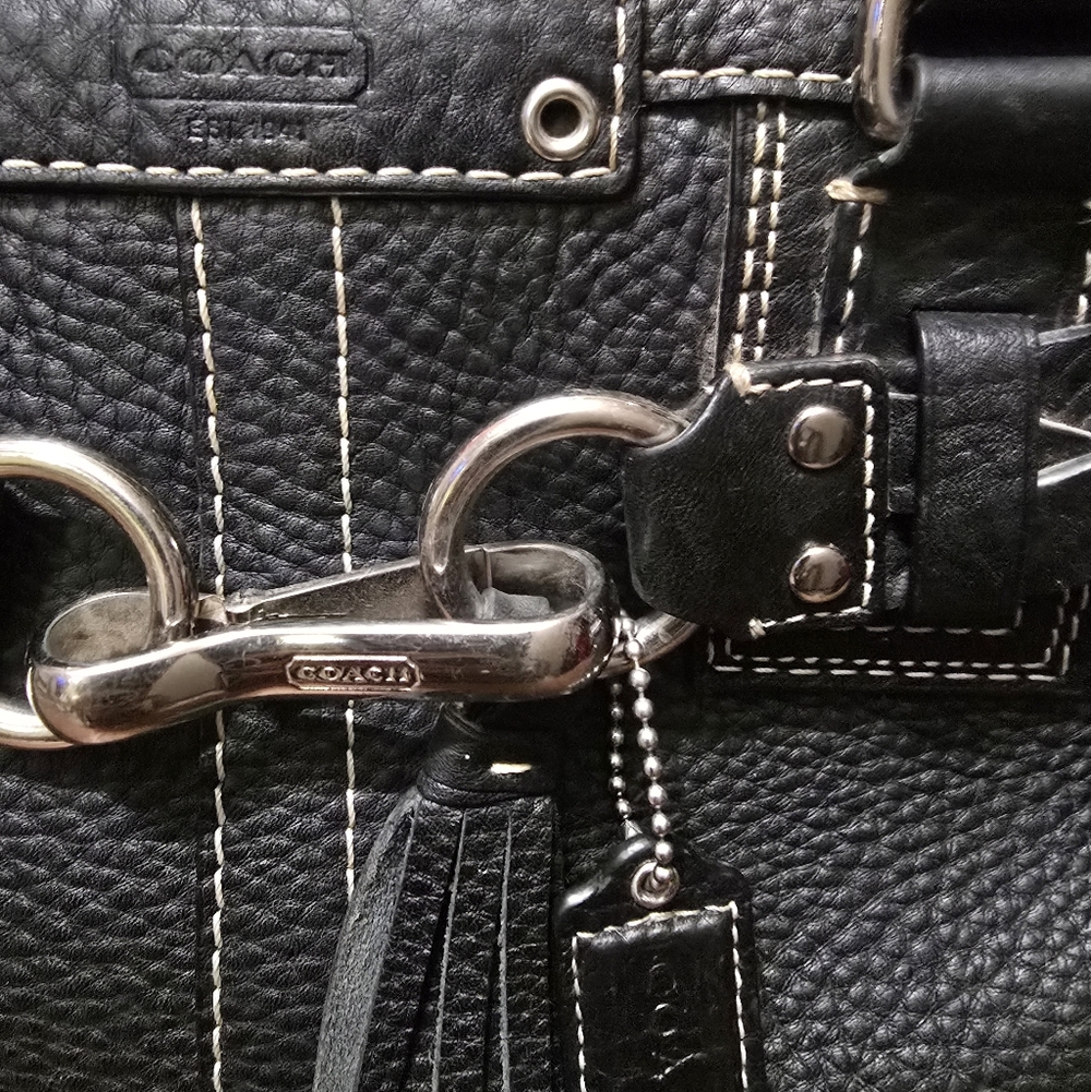 Black Pebble Leather Coach Purse The Hampton Satchel - Picture 2 of 7